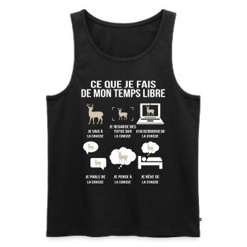 Ce que je fais de mon temps libre Chasseur passion - Débardeur bio Premium Homme - noir - Devant - Michal (187cm)