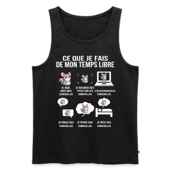 Ce que je fais de mon temps libre – Chinchilla fan - Débardeur bio Premium Homme - noir - Devant - AI Model Male 178 light (178cm)