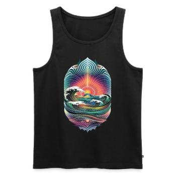 Wellen Und Sonnenaufgang Kunstwerk - Männer Premium Bio Tank Top - Schwarz - Vorne - AI Model Male 178 light (178cm)