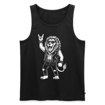 Lion Heavy Metal Rétro Rock Musique Drôle - Débardeur bio Premium Homme - noir - Devant - Michal (187cm)