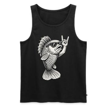 Metal Music Goldfish Rock Music Funny Fish Rock - Men's Premium Organic Tank Top - black - Front - Michal (187cm)
