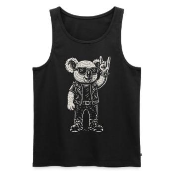 Rock Musique Drôle Heavy Metal Koala Rétro - Débardeur bio Premium Homme - noir - Devant - Michal (187cm)