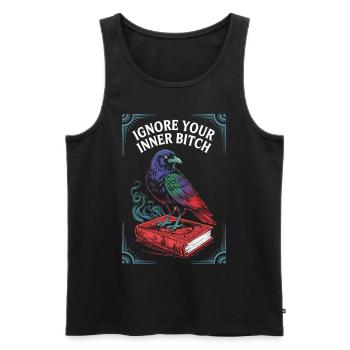 Tarot Rabe auf Zauberbuch – Frecher Mindset-Spruch - Männer Premium Bio Tank Top - Schwarz - Vorne - AI Model Male 178 light (178cm)