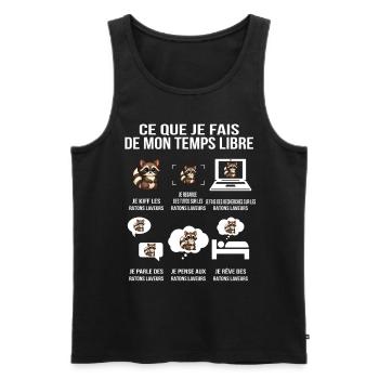 Ce que je fais de mon temps libre – Ratons laveurs - Débardeur bio Premium Homme - noir - Devant - Michal (187cm)