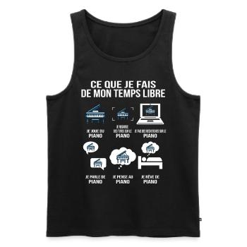 Ce que je fais de mon temps libre – T-shirt piano - Débardeur bio Premium Homme - noir - Devant - Michal (187cm)