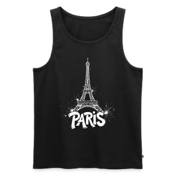 Eiffel Tower Pop Art Night Scene - Men's Premium Organic Tank Top - black - Front - AI Model Male 178 light (178cm)