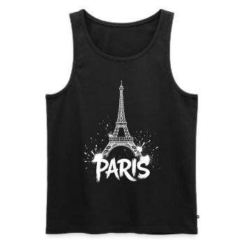 Eiffel Tower Pop Art Night Scene - Men's Premium Organic Tank Top - black - Front - AI Model Male 178 light (178cm)