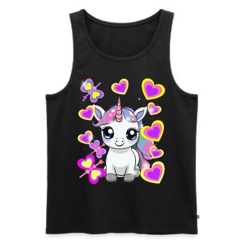 Licorne Enfant Fille Cheval - Débardeur bio Premium Homme - noir - Devant - Michal (187cm)