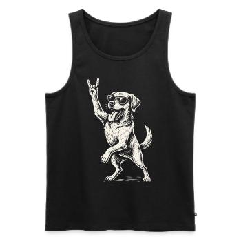 Rock Musique Chien Golden Retriever Drôle - Débardeur bio Premium Homme - noir - Devant - Michal (187cm)