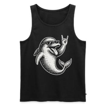 Metall Musik Rock Lustiger Delphin Heavy Metal - Männer Premium Bio Tank Top - Schwarz - Vorne - Michal (187cm)