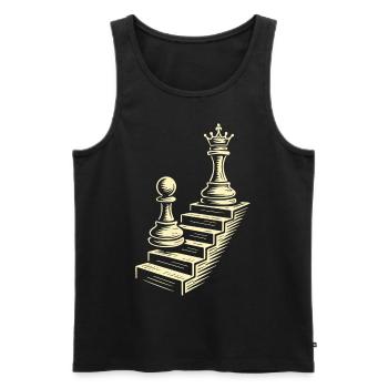Joueur d’échecs pion à dames Journey - Débardeur bio Premium Homme - noir - Devant - AI Model Male 178 light (178cm)