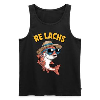 Re Lachs Angeln Angler Spruch Fischen Lachsfischen - Männer Premium Bio Tank Top - Schwarz - Vorne - Michal (187cm)