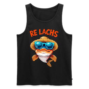 Re Lachs Angeln Angler Spruch Fischen Lachsfischen - Männer Premium Bio Tank Top - Schwarz - Vorne - Michal (187cm)