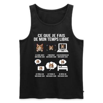 Ce que je fais de mon temps libre Fan Maine Coon - Débardeur bio Premium Homme - noir - Devant - Michal (187cm)