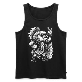 Métal Musique Rock Humour Guppy Fish - Débardeur bio Premium Homme - noir - Devant - Michal (187cm)