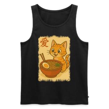 Cat, Ramen, Japanese Noodles, Funny Kawaii - Men's Premium Organic Tank Top - black - Front - Michal (187cm)