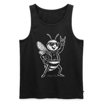 Rock Music Funny Heavy Metal Bee - Men's Premium Organic Tank Top - black - Front - Michal (187cm)
