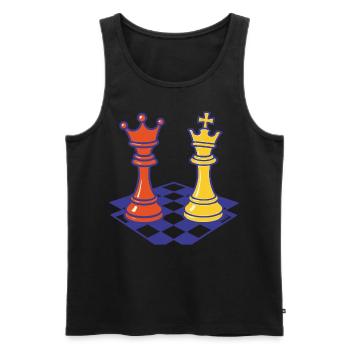 Funny Chess Player Board Game King Queen - Men's Premium Organic Tank Top - black - Front - Michal (187cm)
