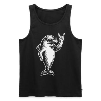 Rock Musique Drôle Dauphin Heavy Metal Rétro - Débardeur bio Premium Homme - noir - Devant - Michal (187cm)