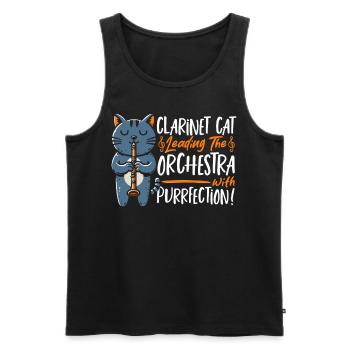 Klarinettenmusik Orchester Klarinette Katze - Männer Premium Bio Tank Top - Schwarz - Vorne - AI Model Male 178 light (178cm)