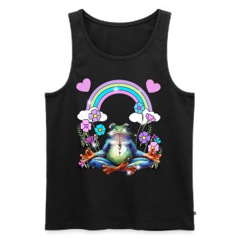yoga frog retro yogi - Men's Premium Organic Tank Top - black - Front - AI Model Male 178 light (178cm)