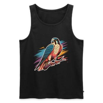Bunter Falke Auf Ast Mit Farbenfrohem Hintergrund - Männer Premium Bio Tank Top - Schwarz - Vorne - Michal (187cm)