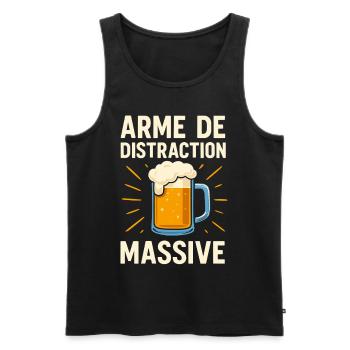 T-shirt humour bière – Arme de distraction massive - Débardeur bio Premium Homme - noir - Devant - Michal (187cm)