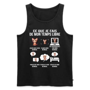 Ce que je fais de mon temps libre – Chat Bengal - Débardeur bio Premium Homme - noir - Devant - Michal (187cm)