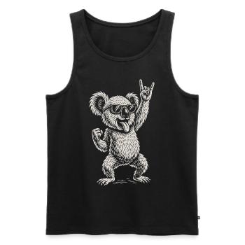 Rockmusik Lustig Heavy Metal Koala Retro - Männer Premium Bio Tank Top - Schwarz - Vorne - Michal (187cm)