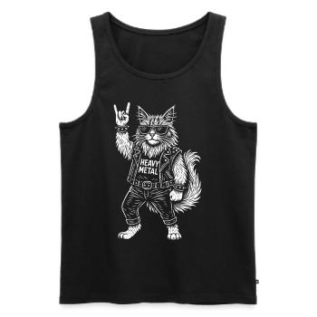 Heavy Metal Maine Coon Cat Rock Music Funny - Men's Premium Organic Tank Top - black - Front - Michal (187cm)