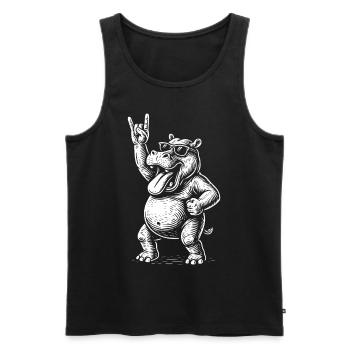 Metal Music Rock Hippo Funny Retro Music - Men's Premium Organic Tank Top - black - Front - Michal (187cm)
