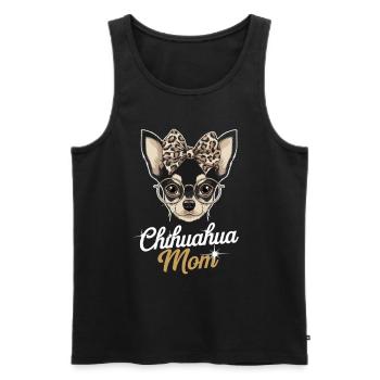 Chihuahua Mom Funny Illustration With Glasses And - Men's Premium Organic Tank Top - black - Front - AI Model Male 178 light (178cm)