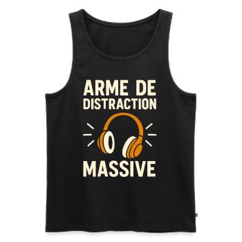 Arme de Distraction Massive – Casque Audio - Débardeur bio Premium Homme - noir - Devant - Michal (187cm)