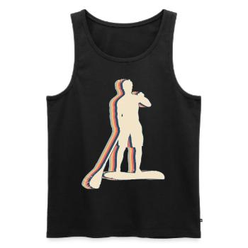 Stand Up Paddle SUP Retro Line Art - Débardeur bio Premium Homme - noir - Devant - AI Model Male 178 light (178cm)