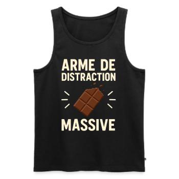 Arme de Distraction Massive Chocolat Humour - Débardeur bio Premium Homme - noir - Devant - Michal (187cm)