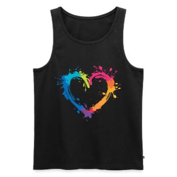 Colorful heart made of splashes of color for creative minds - Men's Premium Organic Tank Top - black - Front - AI Model Male 178 light (178cm)