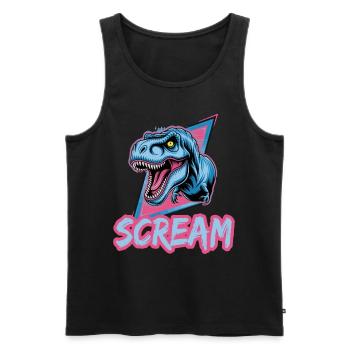 T-Rex Scream Retro Dinosaur Art - Men's Premium Organic Tank Top - black - Front - AI Model Male 178 light (178cm)
