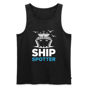 Ship Spotter Enthousiasme pour les amoureux de la mer - Débardeur bio Premium Homme - noir - Devant - AI Model Male 178 light (178cm)