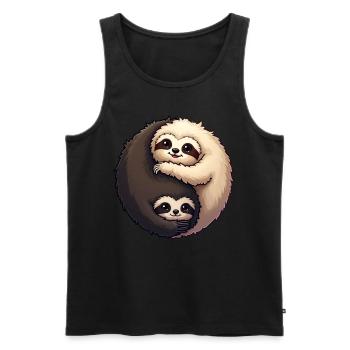 Yin Yang Paresseux - Débardeur bio Premium Homme - noir - Devant - Michal (187cm)