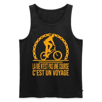 cycliste citation – La vie n’est pas une course - Débardeur bio Premium Homme - noir - Devant - Michal (187cm)