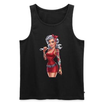 Mécanique féminine forte avec des tatouages et - Débardeur bio Premium Homme - noir - Devant - Michal (187cm)