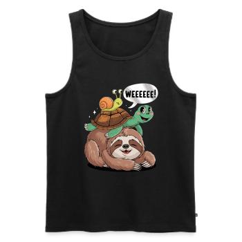 Happy sloth, turtle and snail - Men's Premium Organic Tank Top - black - Front - Michal (187cm)