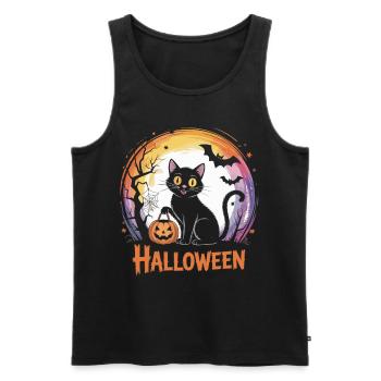 Chat noir mignon pour Halloween - Débardeur bio Premium Homme - noir - Devant - Michal (187cm)