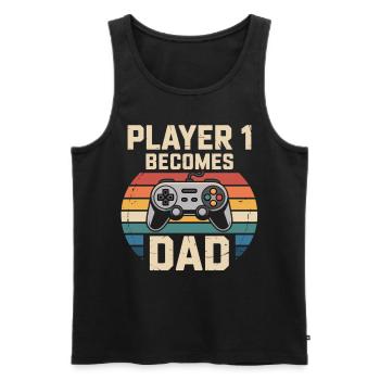 Player 1 wird Papa - Männer Premium Bio Tank Top - Schwarz - Vorne - AI Model Male 178 light (178cm)