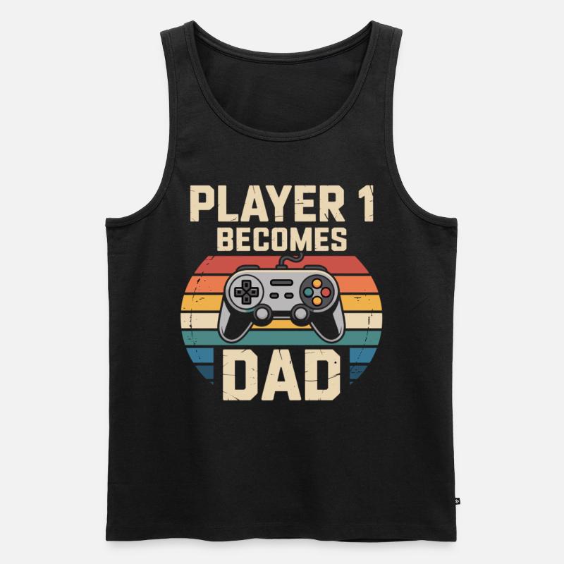 Player 1 wird Papa - Männer Premium Bio Tank Top - Schwarz