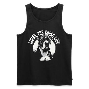 Cane Corso Dog Living the Corso Life - Men's Premium Organic Tank Top - black - Front - AI Model Male 178 light (178cm)