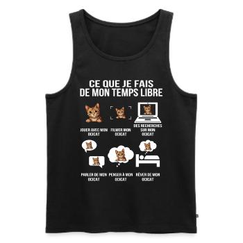 Ce que je fais de mon temps libre Ocicat - Débardeur bio Premium Homme - noir - Devant - Michal (187cm)