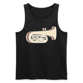 Tuba Instrument Tubist Retro Line Art - Men's Premium Organic Tank Top - black - Front - AI Model Male 178 light (178cm)