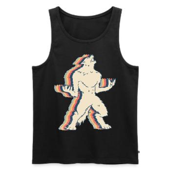 loup-garou loup rétro dessin au trait - Débardeur bio Premium Homme - noir - Devant - AI Model Male 178 light (178cm)