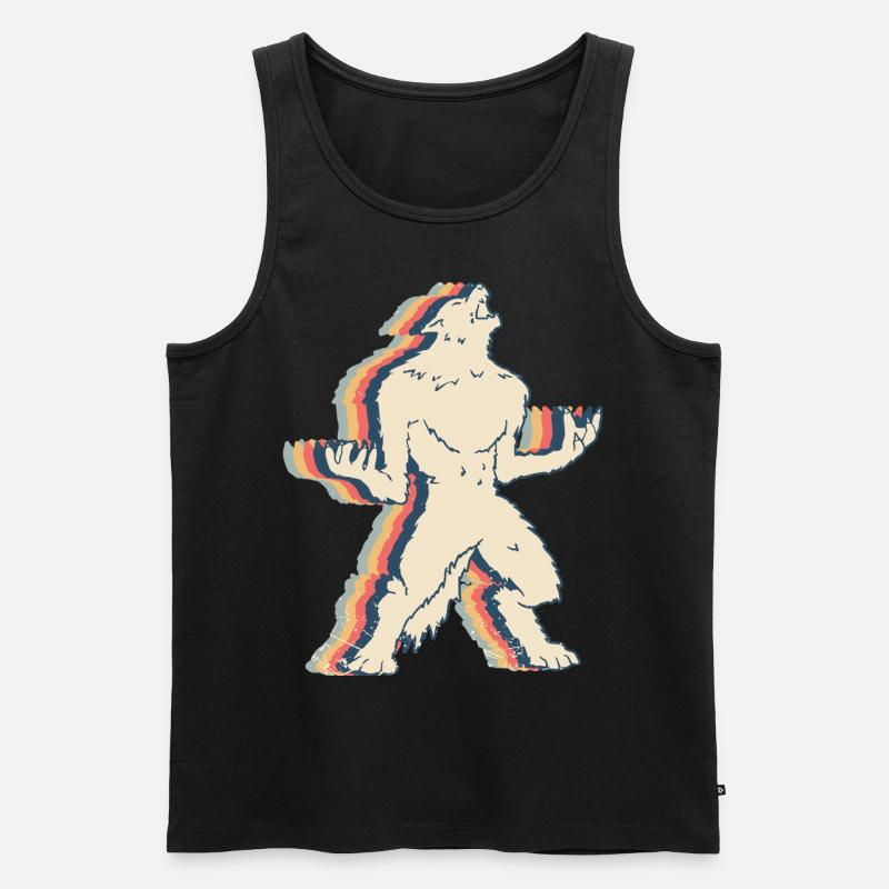 Werwolf Wolf Retro Line Art - Männer Premium Bio Tank Top - Schwarz
